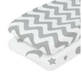 thumbnail image 2 of Everyday Kids Changing Pad Cover, Gray/White Chevron & Moon Stars, 2 Count, 2 of 10