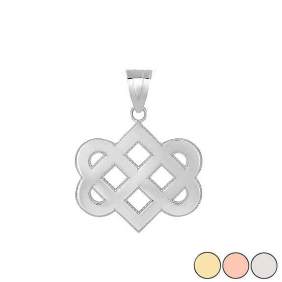 CELTIC LOVE KNOT PENDANT NECKLACE IN GOLD (YELLOW/ ROSE/WHITE) : 10K Rose Gold Pendant with 18" chain