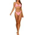 thumbnail image 1 of Conjuntos de bikini de 2 piezas para mujer, con nudo cruzado y tirantes ajustables, traje de baño de color rosa claro, 1 of 5
