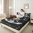 thumbnail image 4 of Homewish Bohemian Skeleton Skull Queen Sheet Sets, Hippie Western Yoga Flat Sheet, Astrology Planet Galaxy Queen Fitted Sheet, Super Cozy Room Decor, 4pcs, 4 of 7