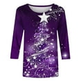 thumbnail image 4 of Holiday Gifts! Titcea Christmas Shirts for Women 3/4 Sleeve Crewneck Cute Christmas Print Pullover Sweaters 2024 Loose Comfort Casual Tops, 4 of 5