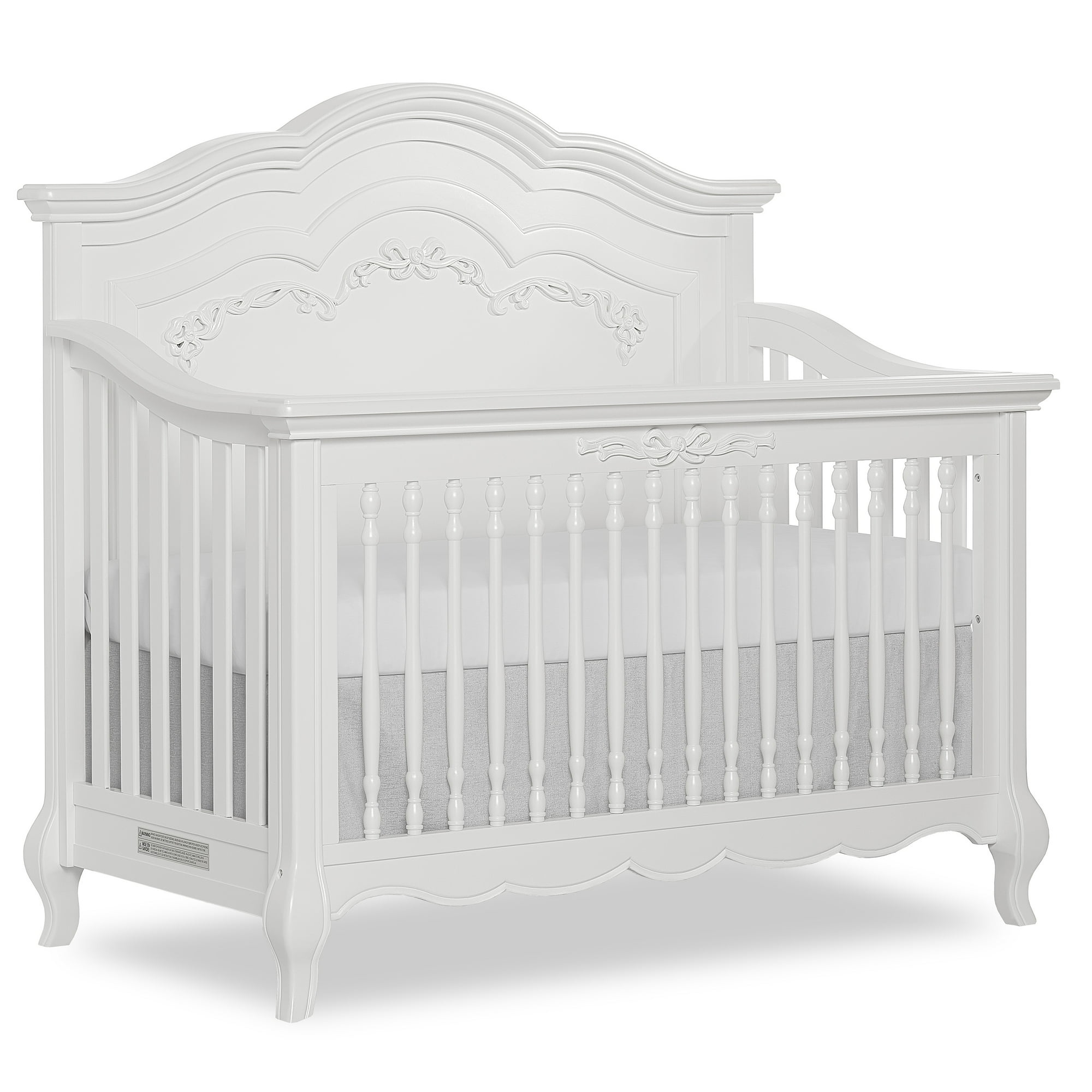 Evolur Aurora 5-In-1 Convertible Crib In Frost , Greenguard Gold Certified, Features 3 Mattress Height Settings, Sturdy And Spacious Baby Crib, Wooden Furniture