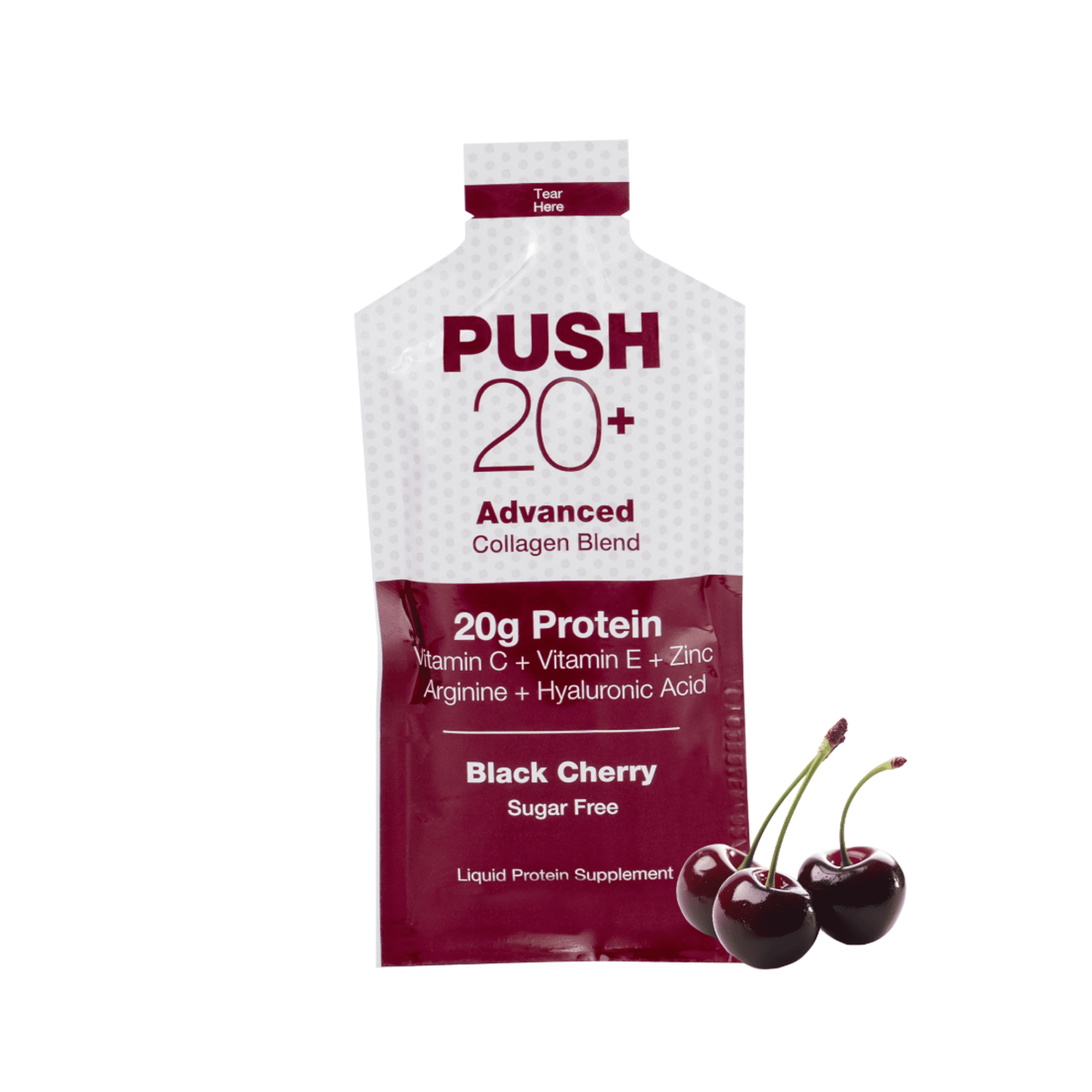 Global Health Products PUSH 20+ Collagen Protein, Black Cherry, 20g Protein, 60 Count