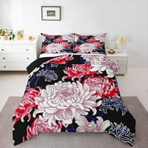 Homewish Teens Chic Flowers 2pcs Bedding Comforter Set,Exotic Style Twin Comforter Sets,Botanical Plants Floral Breathable Bedding Set,Luxury Bedroom Decor,Reversible