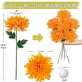 thumbnail image 2 of 6Pcs Chrysanthemum Artificial Flowers 26'' Long Stem Fake Mum Flowers Bouquet Orange,6"dia Large Flower Heads, 2 of 6