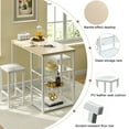 thumbnail image 5 of VECELO Bar Table and Chair Set, Dining Tables with 2 Bar Stools, Kitchen Counter with 3 Tier Storage Shelves, Counter Height Dining Tables & Chairs for Kitchen, Living Room, Natural&White, 5 of 11