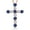 18K Rose Gold Plated Silver, variant on White Moissanite and Blue Created Sapphire Cross Pendant Necklace for Women | 925 Sterling Silver | 1.64 Cttw | Gemstone Birthstone | Round 3.5MM | With 18 inch Silver Chain