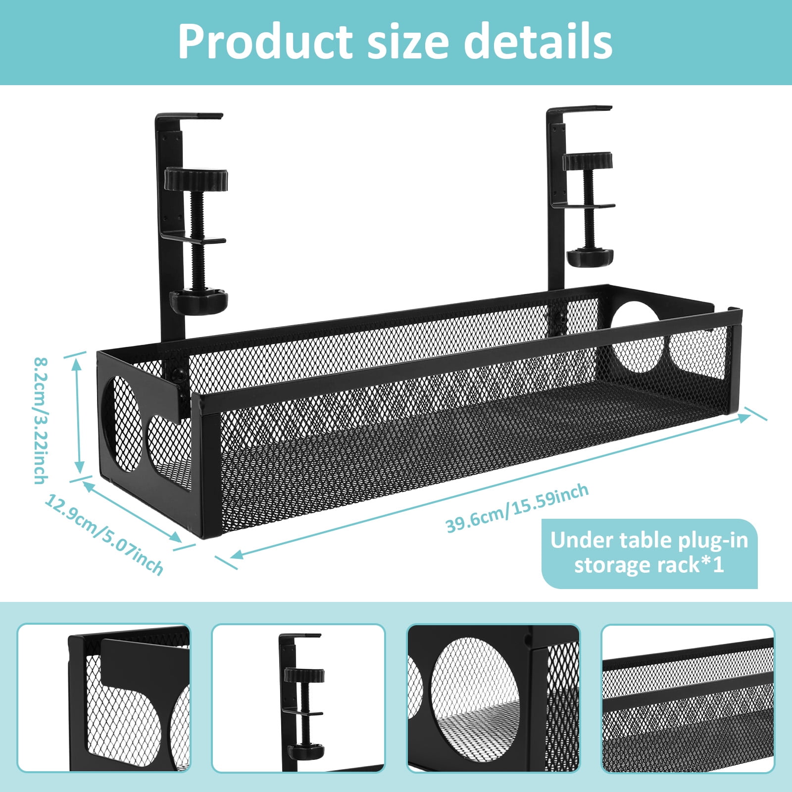 Under Desk Cable Tray Easy to Install Cable Management Tray Space Saving Under Desk Wire Holder No Drill Cord Holder Shelf for Office and Home
