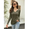 thumbnail image 4 of Sherrylily Women Waffle Knit Henley Tops Casual Long Sleeve V Neck Pullover XS-XL, 4 of 7