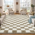thumbnail image 4 of Garvee 8'x10' Fluffy Area Rugs Soft Luxury Shag Carpet, Modern Checkered Shaggy Rugs Christmas Rug with Non Slip Backing for Living Room Bedroom Home Decor, Coffee, 4 of 9