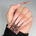 thumbnail image 1 of Uñas postizas artificiales con pegamento, puntas de uñas postizas con diseño de corazón, prensa desmontable, uñas de acabado largo, 24 piezas, 1 of 4