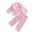 thumbnail image 1 of Faithtur Toddler Girls Spring Pajamas, Flower Print Long Sleeve Lapel Button Closure Tops + Elastic Waist Pants Sleepwear, 1 of 8