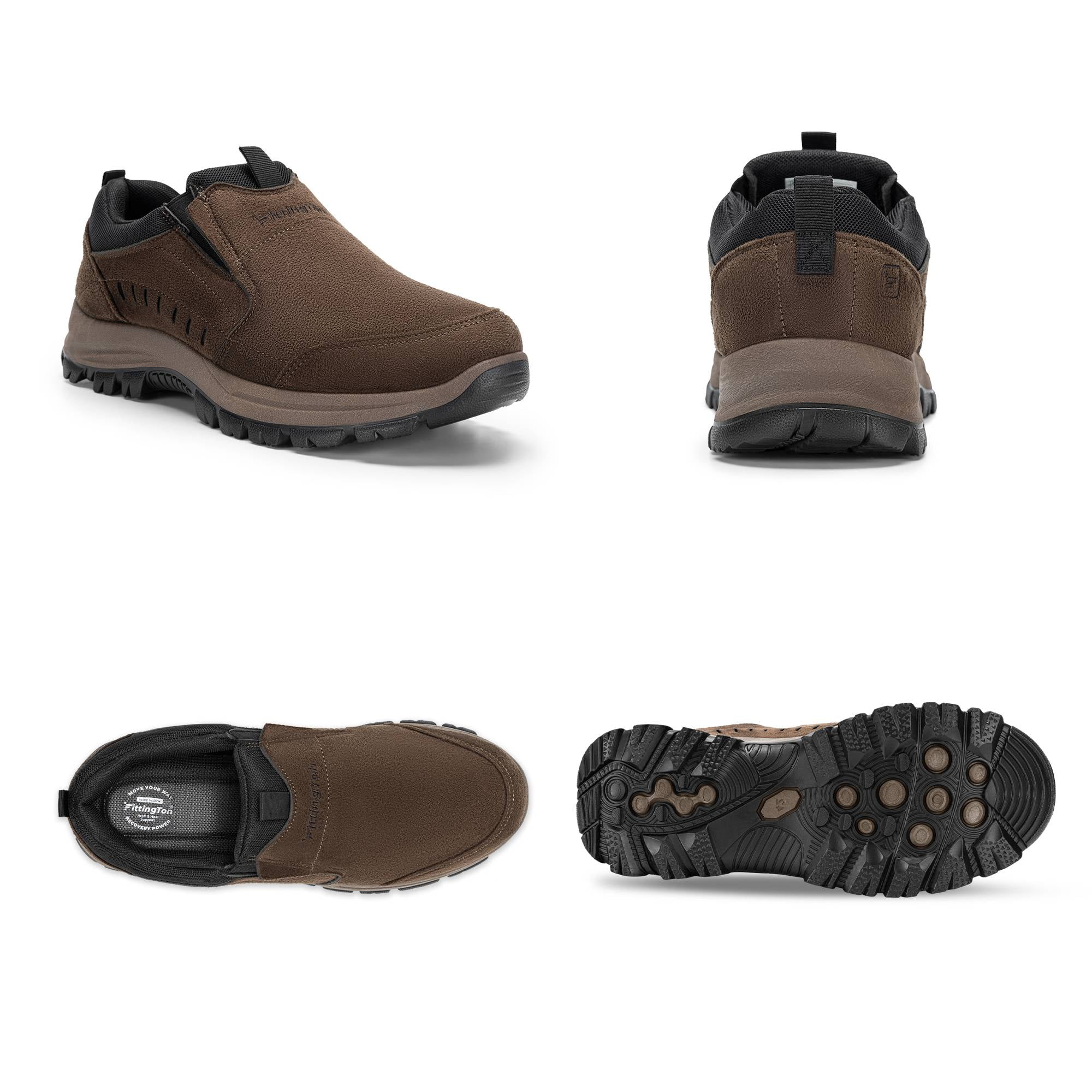 Fittington Mens Slip on Hiking Shoes Casual Outdoor Trainers Loafer, Mocha Color
