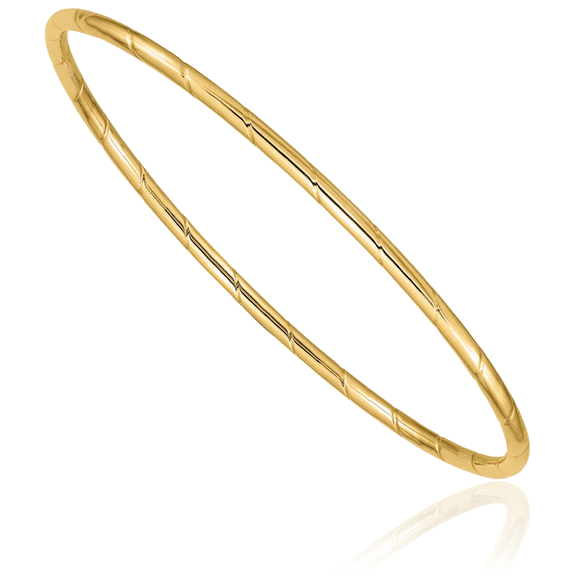 10K Solid Yellow Gold 2.5mm Slip On Bangle Bracelet