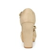 thumbnail image 2 of BLISSFUL STEP Women Round Toe Block Heel T Strap Pumps Beige 9, 2 of 7