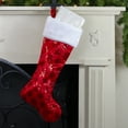 thumbnail image 2 of Northlight 20.5" Red and White Sequin Snowflake Christmas Stocking, 2 of 4