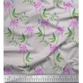 thumbnail image 1 of Soimoi Velvet Fabric Leaves,Butterfly & Periwinkle Floral Printed Fabric 1 Yard 58 Inch Wide, 1 of 1