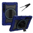 thumbnail image 1 of XYX 3in1 Rotating Stand Case for Samsung Galaxy Tab S7+/Tab S8+ 12.4 inch with Hand/Shoulder Strap, Shockproof Rugged, Navy Blue, 1 of 7