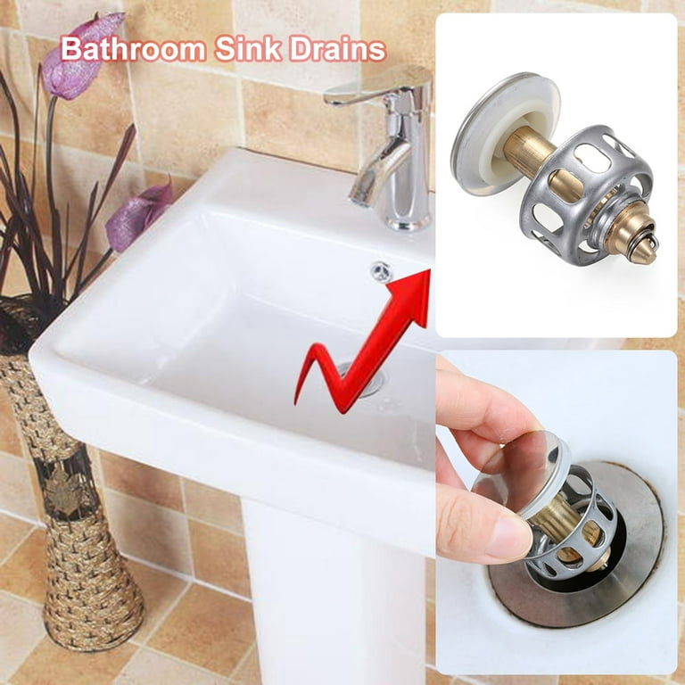 Universal Stainless Steel Basin Pop-Up Bounce Core Basin Drain Filter Hair Sink  Strainer Bathtub Stopper Bathroom Tool