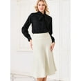 thumbnail image 2 of DARING DIVA Women's A-Line Fall Skirt Elastic Waist Midi Tweed Skirts 2XL Beige White, 2 of 6