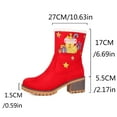 thumbnail image 5 of Christmas Women's Shoes Embroidered And Winter Warm Cotton Boots Woolen Boots Thick Heels Short Boots, 5 of 8