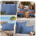 thumbnail image 5 of Blue Outdoor Waterproof Pillow Covers, Farmhouse Vintage Abstract Linen Texture Striped Decorative Rectangle Throw Pillowcase Sofa Cushion Sham for Patio/Couch/Chair, 20"x12" 2 Pack, 5 of 8