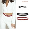 thumbnail image 5 of JASGOOD 2 Pack Belts for Women Fashion Skinny Leather Belt with Gold Buckle, 5 of 11