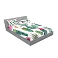 thumbnail image 2 of Ambesonne Nature Fitted Sheet & Pillow Sham Set, Botanic Herbal Cartoon, Full, Green and Pink, 2 of 2