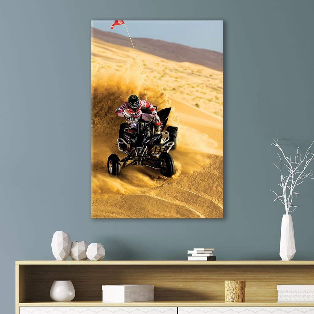Wall26 Canvas Wall Art Sports Theme Rider On The Moto Cycle In The Desert Giclee Print Gallery Wrap Modern Home Decor Ready To Hang 12x18 Inches Walmart Com Walmart Com