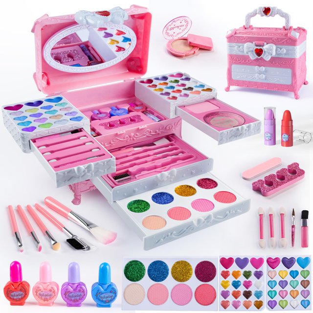 Kit de maquillaje GORISPI para niños y niñas, 66 piezas, lavable de 3 a 12 años