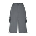 thumbnail image 5 of Summer Savings Clearance!LEBONYARD Womens Pants Plus Size Elastic Waist,Capris Womens Pants with Pockets Loose Casual Dressy Lightweight Ladies Baggy Cargo Shorts Capris for Hiking Gray L, 5 of 9