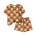 thumbnail image 5 of Amidoa Girls Summer 2 Piece Outfits Floral Cute Short Sleeve and Elastic Waist Shorts Kids Clothing Set Brown Size 4T Brown Size 4T, 5 of 6