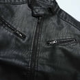 thumbnail image 3 of WIZUTIZ Men's Leather Jacket Solid Color Motorcycle Vintage Zipper Pocket Long Sleeve Hoodless PU Coat for Winter Casual Daily Outdoor Mens Fashion, 3 of 8