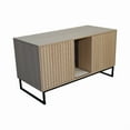thumbnail image 2 of Noaman Modern Wooden Cat House with Scratching Mat, 47.64" L x 21.46" W x 25.98" H, Light Brown, Sturdy Particle Board & MDF Design for Indoor Cat Furniture, 2 of 12