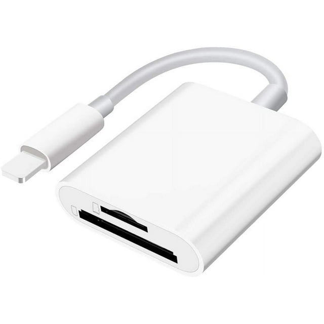 Sd Card Reader for iPhone iPad Camera,Dual Card Slot Memory Card Reader Supports SD and TF Card Trail Camera Viewer Sd Card Adapter Portable Micro Sd Card Reader No Application Required Plug and Pla
