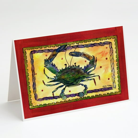 Blue Crab rope border Greeting Cards and Envelopes Pack of 8