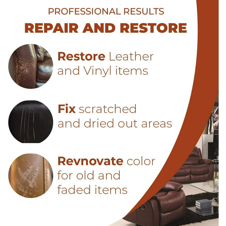 FORTIVO Black Leather Repair Kit for Furniture. Leather Dye for