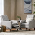 thumbnail image 2 of Mason Mid Century Modern Tufted Pushback Recliners, Set of 2, Light Gray Tweed and Dark Espresso, 2 of 11
