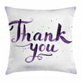 thumbnail image 1 of Thank You Throw Pillow Cushion Cover, Spots Curvilinear Typography Appreciation Paintbrush Strokes, Decorative Square Accent Pillow Case, 18" X 18", Dark Purple Violet and White, by Ambesonne, 1 of 2
