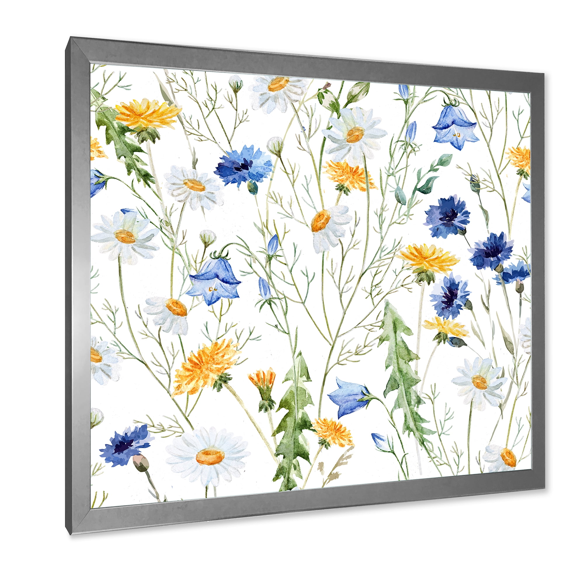 Designart 'Wildflowers Clover Bell and Chamomile II' Traditional Framed Art Print