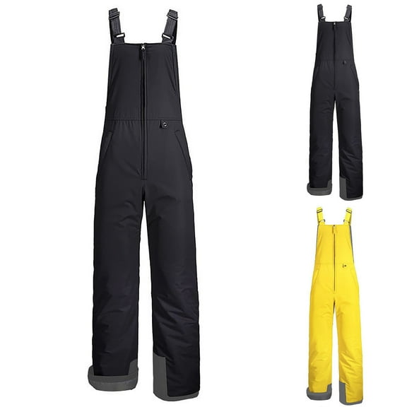 YOIAVIAOY Women Waterproof Snow Bib Quick Dry Ski Overalls Pants Insulated Skiing Bib Pants with Pocket Black M