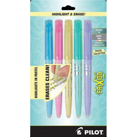 Pilot® FriXion Erasable Highlighters, Chisel Point, Assorted Colors, Pack of 5 Highlighters