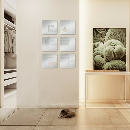 Eeekit 6pcs Removable Square Wall Mirror Stickers Flexible Self