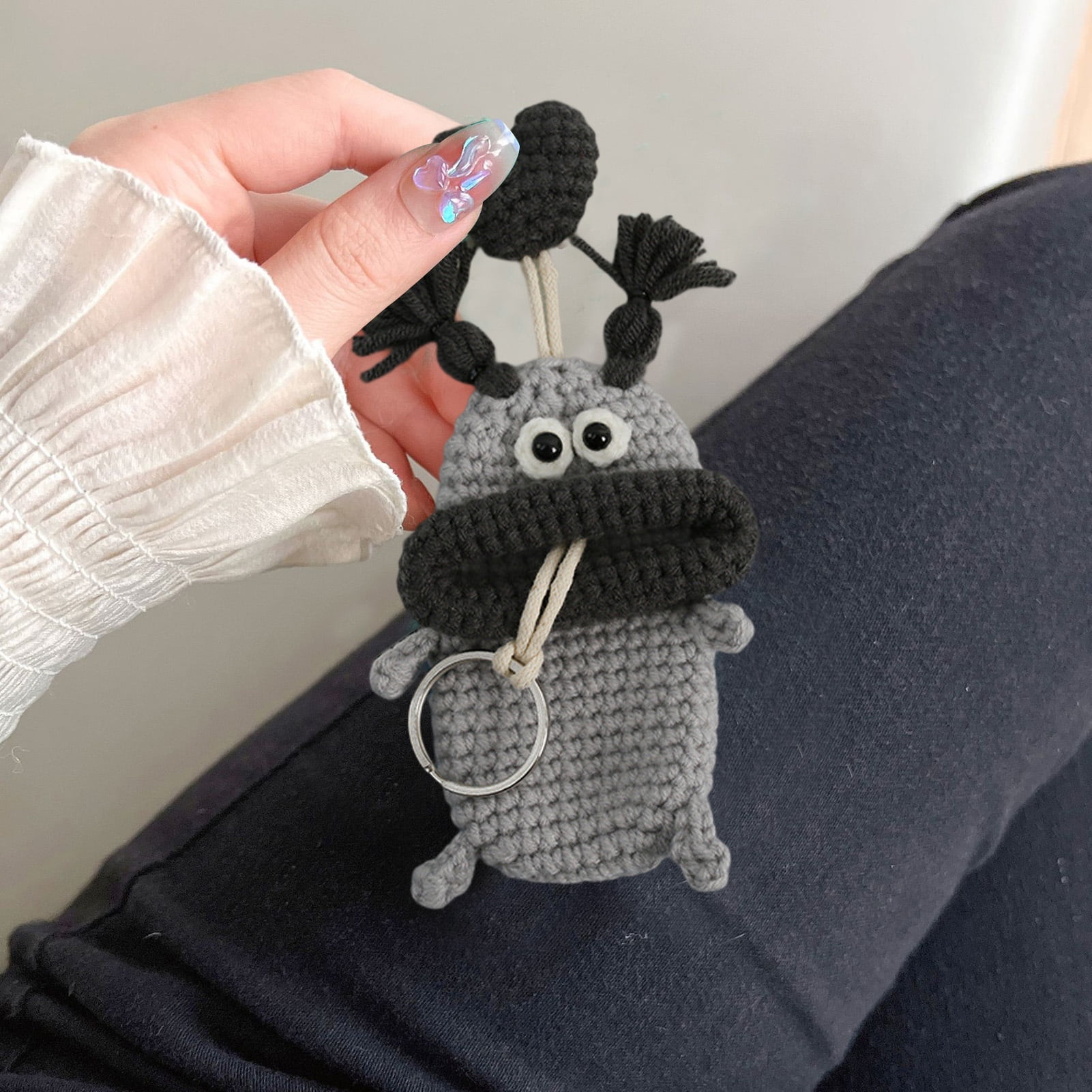 NIBOLOG Cartoon Key Case - Sausage Mouth Hand-Woven Knitting Anti