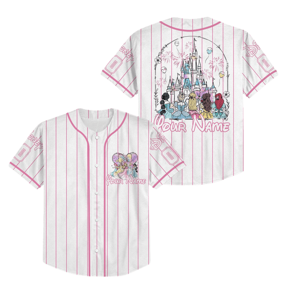 Custom Disney Princess Baseball Jersey, Custom Princess Women Baseball Team Shirt, Magic Kingdom Princess Mickey, Girls Trip Birthday Outfit