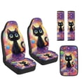 thumbnail image 7 of Xoenoiee Cat Space Universe Print 5 Pieces Car Accessories Leather Auto Seat Covers Full Set with Seatbelt Pads and Car Center Console Cushion Pad for Most Vehicle, SUV, Truck, 7 of 7