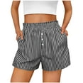 thumbnail image 2 of HOWPAY Baggy Shorts for Women Striped Relaxed Fit High Waisted Elastic Wide Leg Pants Casual Summer Workout Sports Beach Vacation Clothes Black L, 2 of 7