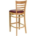 thumbnail image 4 of Flash Furniture 2 Pk. HERCULES Series Ladder Back Natural Wood Restaurant Barstool - Burgundy Vinyl Seat, 4 of 7