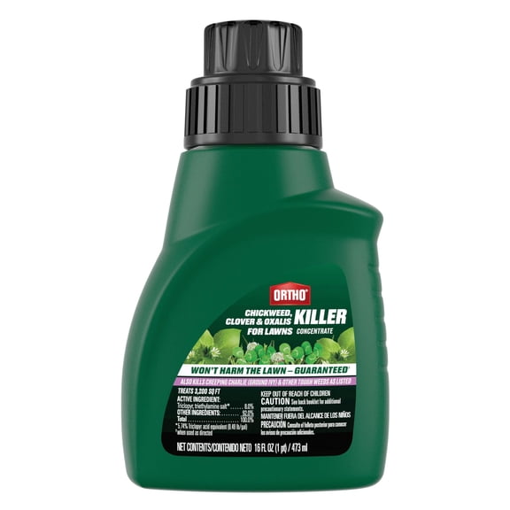 Ortho Chickweed, Clover and Oxalis Killer for Lawns Concentrate, Kills Weeds to The Roots, Also Kills Creeping Charlie and Wild Violet, 16 oz.