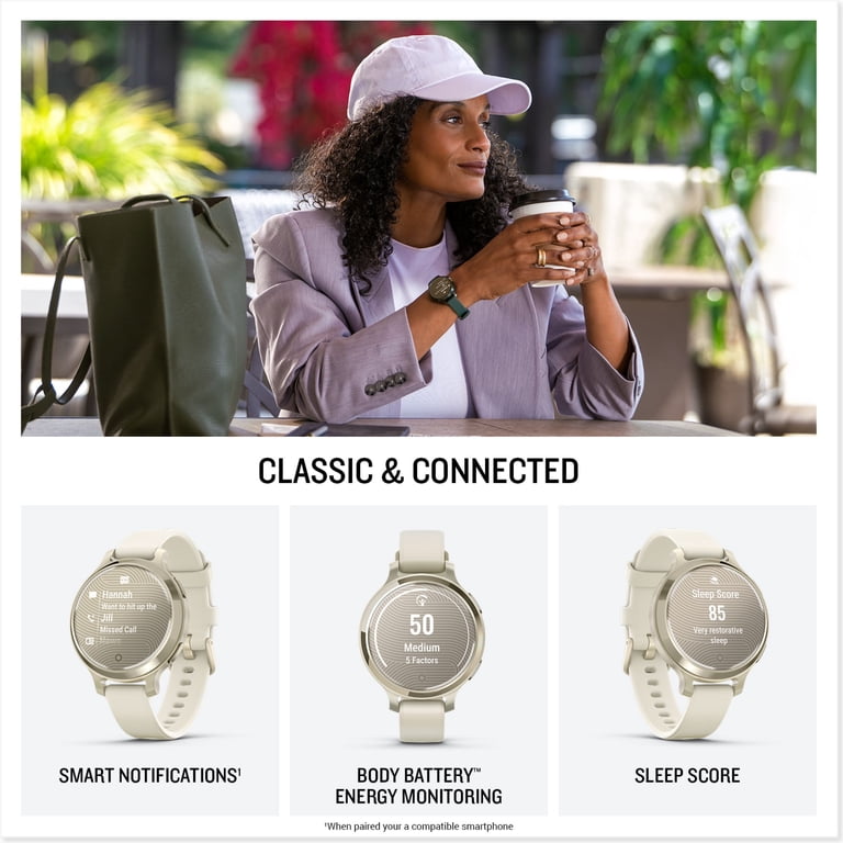 GARMIN, Smartwatch, Small Stylish Lily 2 Active, Built-In GPS